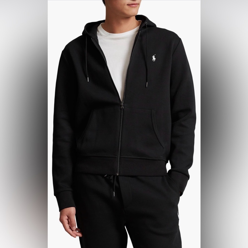 Polo Ralph Lauren Men's Black Double Knit Full Zip Hoodie 2XLT